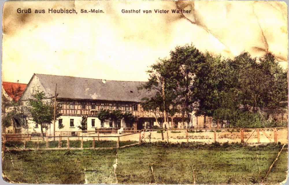 Alte Postkarte vom Wirtshaus in Heubisch